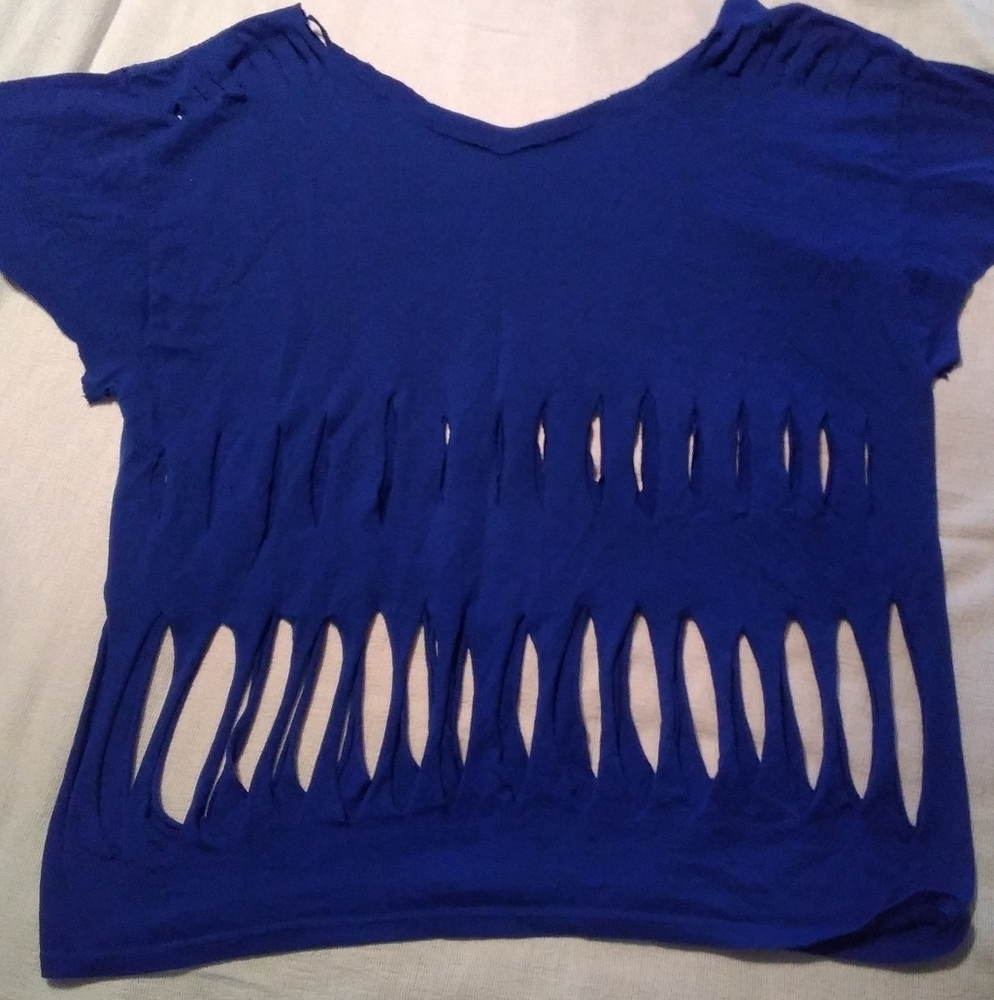 Royal blue extra large fancy cut T-shirt